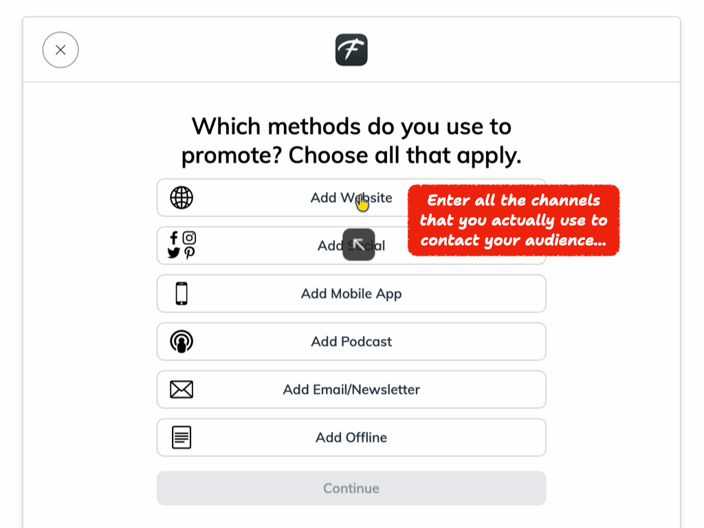 Step 10 — Add your promotion channels