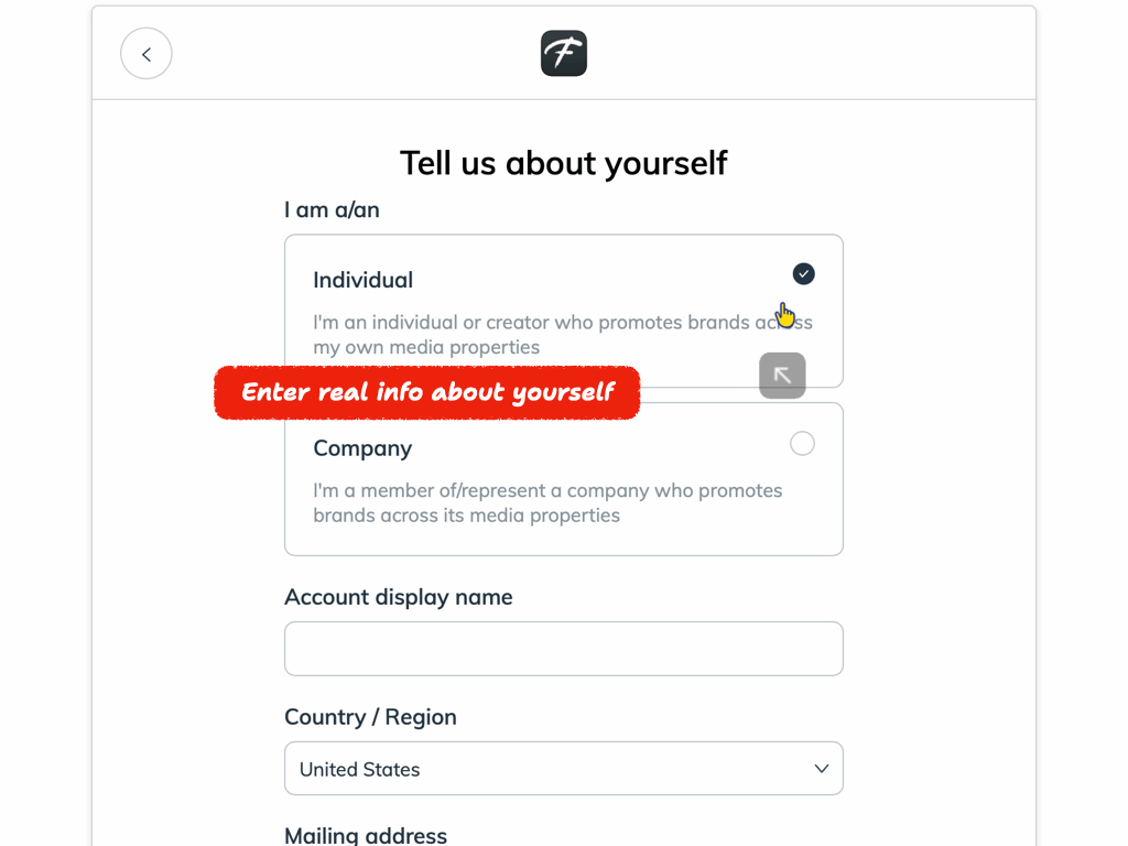 Step 12 — Tell us about yourself