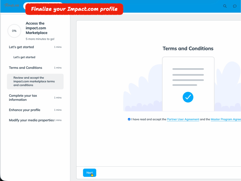Step 14 — Finalize your Impact.com profile
