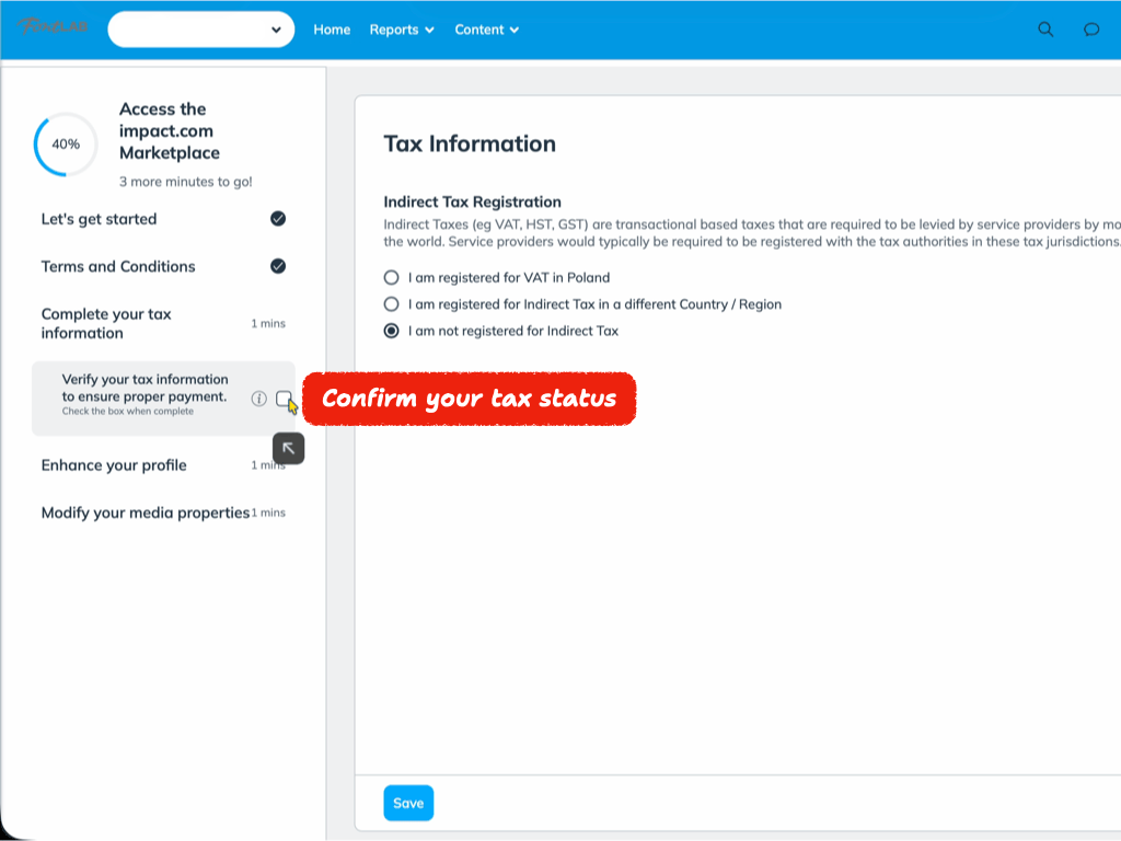 Step 15 — Confirm your tax status