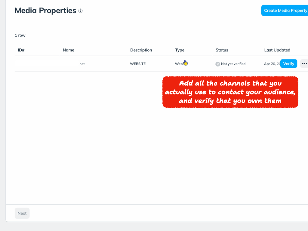 Step 17 — Verify your media properties